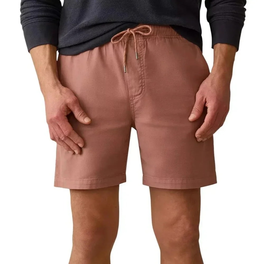 Faherty Men's Essential Drawstring Shorts Cedar Rose Size Large Linen Blend